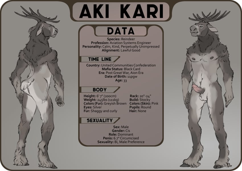 2018 aki_(disambiguation) anthro antlers apawcalyptic ass balls cervine erection fur hi_res horn humanoid_penis male mammal nude penis reindeer simple_background smile solo