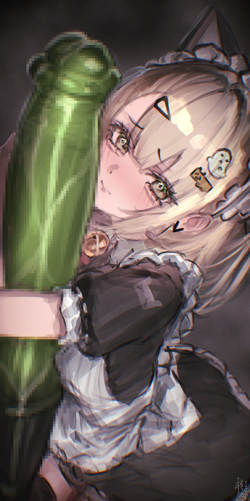 1girl absurdres angels_of_delusion animal_ears apron autreeyah bell bestiality black_dress black_thighhighs blush cat_ears censored dress english_commentary equine equine_penis ethereal_(zenless_zone_zero) extra_ears fake_animal_ears feral_pov frilled_apron frilled_dress frills grabbing_another's_penis green_eyes green_penis hair_between_eyes hair_intakes hair_ornament hairclip highres holding horse horsecock huge_penis jingle_bell looking_at_viewer maid maid_apron maid_headdress monster_penis mosaic_censoring multiple_hairclips penis pov puffy_short_sleeves puffy_sleeves short_hair short_sleeves signature sunna_(afternoon_tea_break)_(zenless_zone_zero) sunna_(zenless_zone_zero) thighhighs thighs white_apron zenless_zone_zero zoophilia