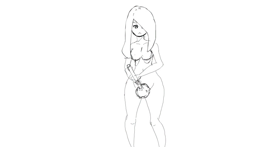 1girls animated artist_request breasts female gif highres plunger sketch