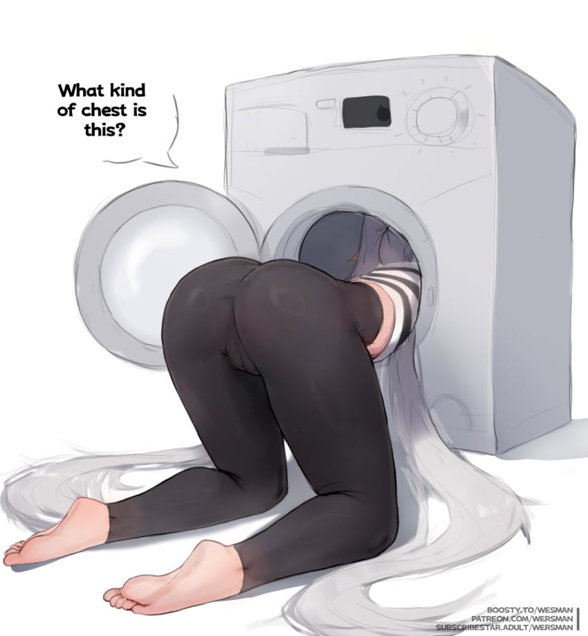 arched_back ass_up barefoot camel_toe cameltoe elf_female elf_girl face_down_ass_up feet fit fit_body fit_female frieren frieren_beyond_journey's_end leggings long_hair petite petite_body petite_female petite_girl ponytail soles soles_female soles_fetish sousou_no_frieren stuck stuck_in_object stuck_in_washing_machine thick_ass tied_hair tight_clothing tight_fit tight_pants toes wersman white_hair