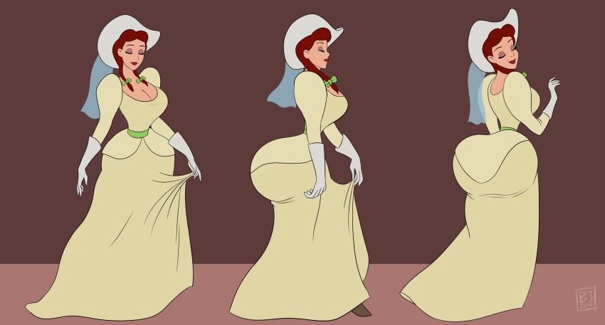 1girls 2018 alternate_ass_size alternate_breast_size ass ass_in_dress big_ass big_breasts bootijuse breasts brown_hair cleavage closed_eyes clothed clothed_female cowboy_hat disney dress dress_pull elbow_gloves eyes_closed female female_only gloves huge_ass human human_only melody_time pigtails red_hair slue-foot_sue solo solo_female thin_waist wasp_waist wide_hips