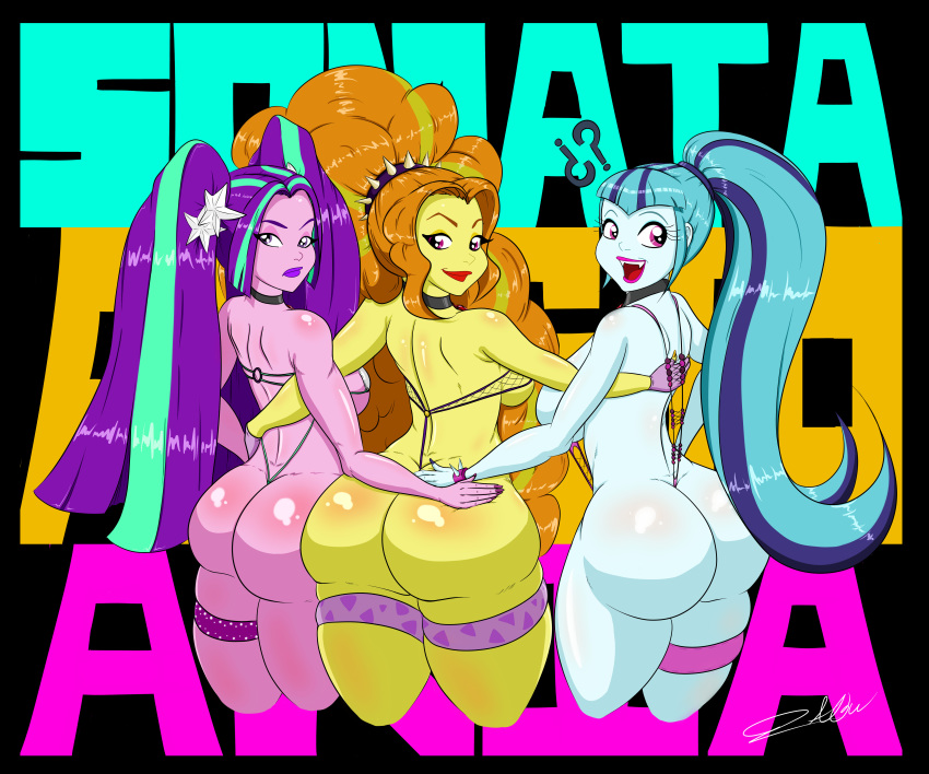 3girls 3rd_party_edit ? absurdres adagio_dazzle albertbm aqua_hair aria_blaze arm_around_waist ass back_view bangs big_hair bikini bracelet breasts bubble_butt character_name choker cowboy_shot dat_ass edit english_text equestria_girls eyelashes fangs female female_only fingerless_gloves fishnets friendship_is_magic gloves green_hair hair_ornament hand_on_ass highres huge_ass huge_breasts humanoid large_breasts legband lipstick long_hair looking_at_viewer looking_away looking_back multiple_girls my_little_pony open_smile orange_hair pink_lipstick pink_skin ponytail purple_eyes purple_hair purple_lipstick rainbow_rocks red_lipstick shiny_skin sideboob sidelocks signature skimpy sling_bikini smile sonata_dusk spiked_bracelet spikes text the_dazzlings thick thick_thighs trio twintails two_tone_hair very_long_hair voluptuous white_skin wide_hips yellow_skin