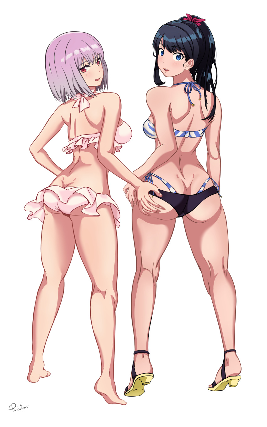 back_view bikini multiple_females picantium shinjou_akane ssss.gridman takarada_rikka