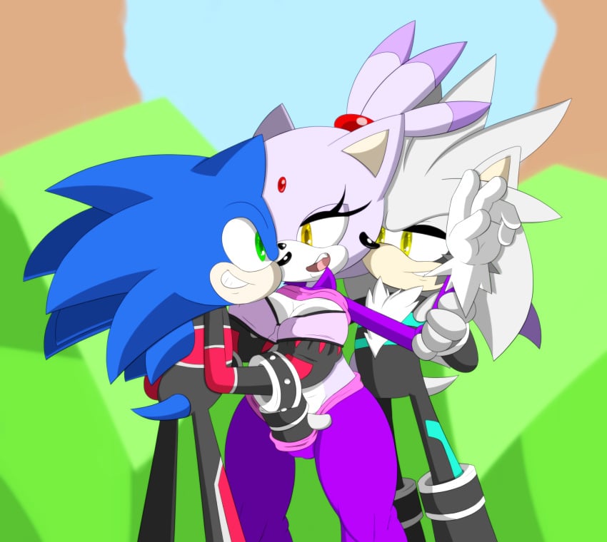 2boys blaze_the_cat clothed female fingering_pussy fondling fondling_breast sandunky silver_the_hedgehog sonic_(series) sonic_the_hedgehog sonic_the_hedgehog_(series)