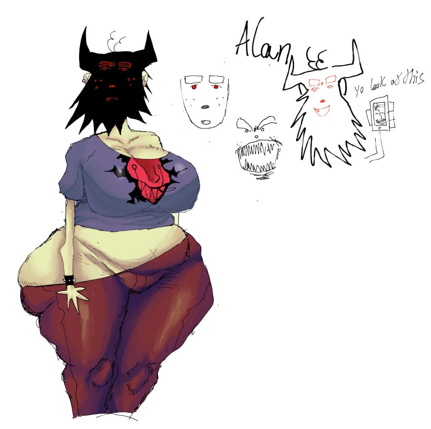 1girls alan_(fur_ghost) anthro anthro_only bbw big_ass big_breasts big_butt big_horns big_nose bottom_heavy breasts brown_hair chubby chubby_female demon demon_girl disguise fat fat_ass fat_butt female female_focus female_only freckles freckles_on_breasts freckles_on_face fur_ghost ghostfluff0 monster monster_girl naked naked_female nude nude_female oc overweight overweight_anthro overweight_female pubes pubic_hair red_eyes sagging_pants skinny_arms solo solo_female solo_focus tagme tagme_(character) thick_thighs thighs