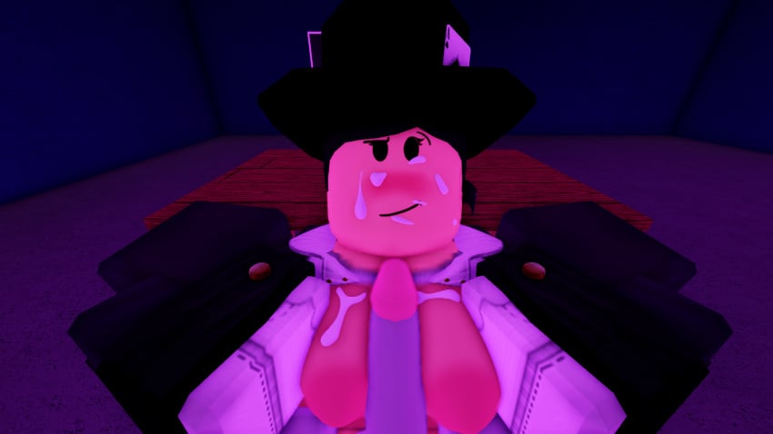 1boy 1girls 3d agent_(rolve) aguythatisreal25 black_clothing blush breasts cum cumshot female_focus hat official_alternate_costume paizuri pov roblox roblox_game robloxian rolve tagme titfuck titjob titjob_pov typical_colors_2 white_clothing