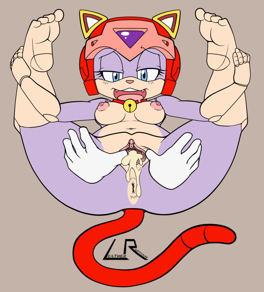 1girls 2013 anthro anus blue_eyes breasts cum cum_in_pussy cum_leaking curvaceous domestic_cat feline female fur furry gaping_pussy helmet kemono leatherruffian legs_up mammal nipples pink_fur polly_esther pussy samurai_pizza_cats sonic_(series) spread_legs spread_pussy tail thick_thighs wide_hips