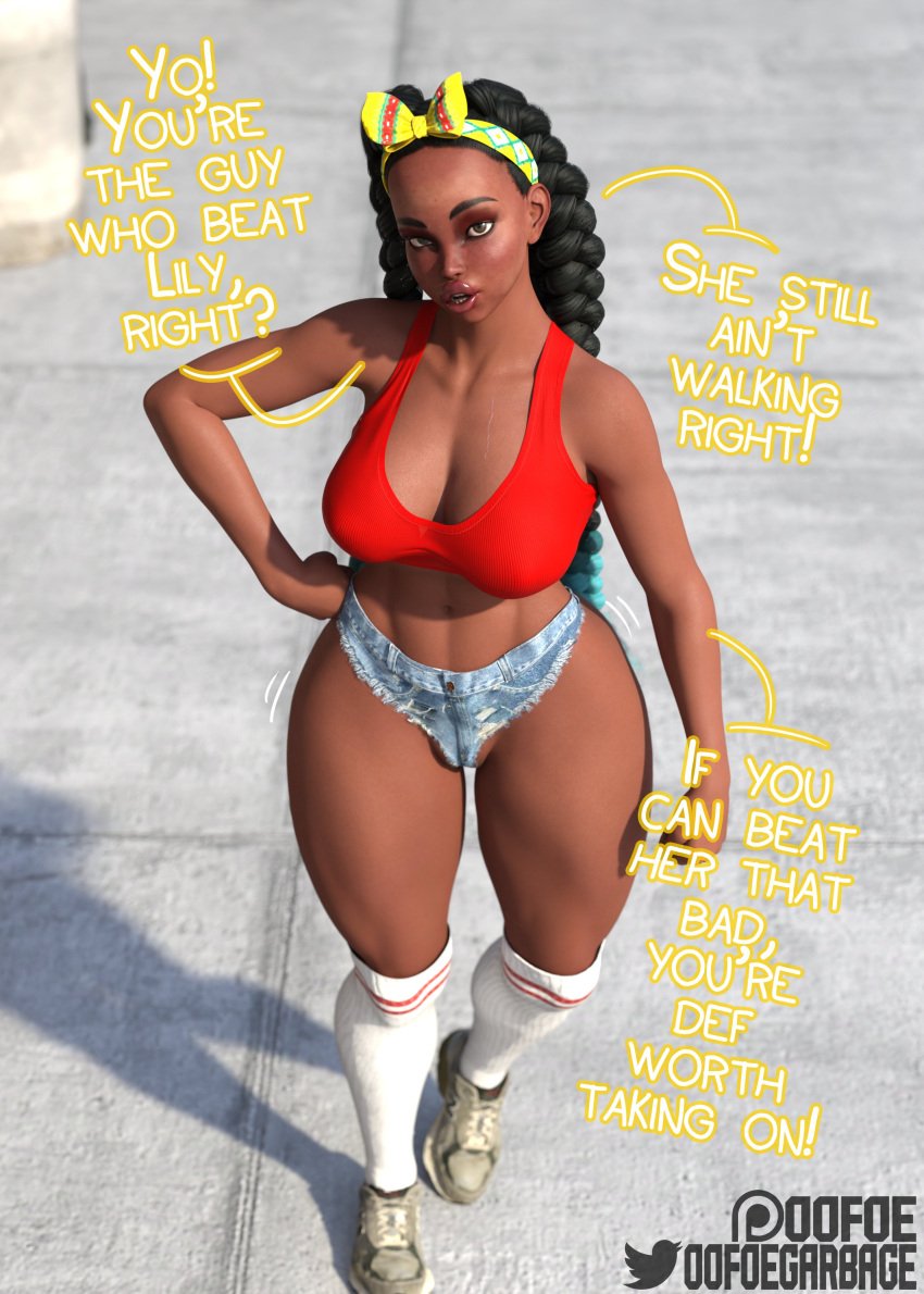 3d athletic athletic_female busty capcom dark-skinned_female dark_skin daz_studio female hourglass_figure kimberly_jackson oofoe street_fighter street_fighter_6 wide_hips