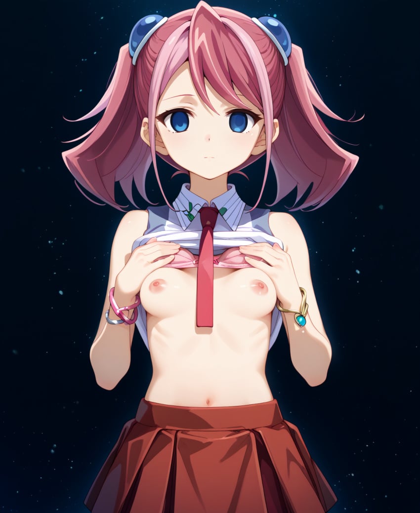 2024 ai_generated blue_eyes breasts hiiragi_yuzu hypnosis navel nipples pink_hair small_breasts sweat tagme undressing utamaru yu-gi-oh! yu-gi-oh!_arc-v zuzu_boyle