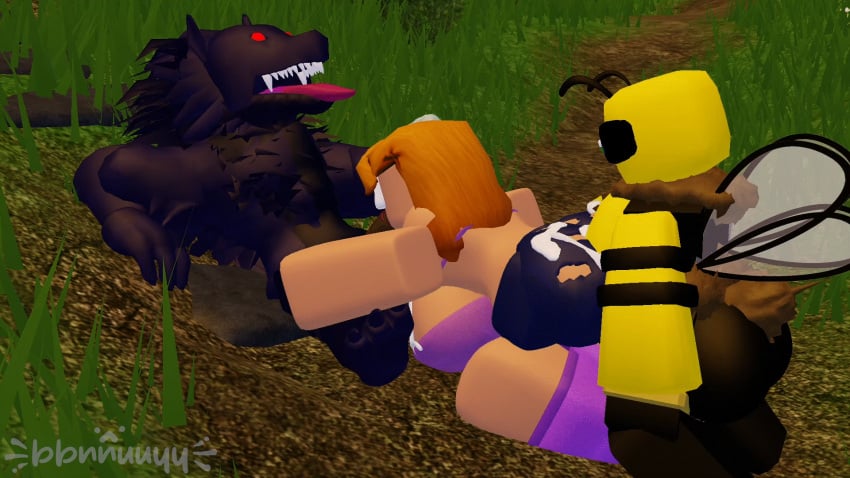 1boy 1futa 1girls 3d animated bbnnuuyy bee bee_girl blue_fur cum_on_ass cum_on_breasts cum_on_face deepthroat deepthroat_no_hands from_behind futanari made_using_roblox on_knees orange_hair pink_underwear red_hair ripped_clothing roblox robloxian self_upload sophila spitroast tagme werewolf whorblox_adventure yellow_body