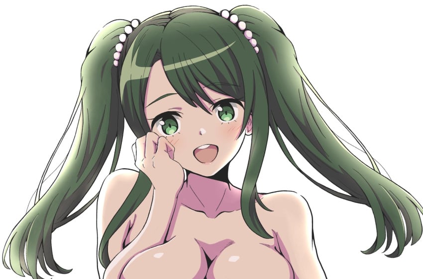 big_breasts cropped d4dj nude pointy_chin shimizu_esora squished_breasts tamakeri_yoshiko twintails