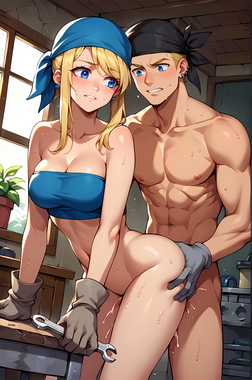 ai_generated blonde_hair blue_eyes doggy_style from_behind from_behind_position fullmetal_alchemist sex sex_from_behind winry_rockbell