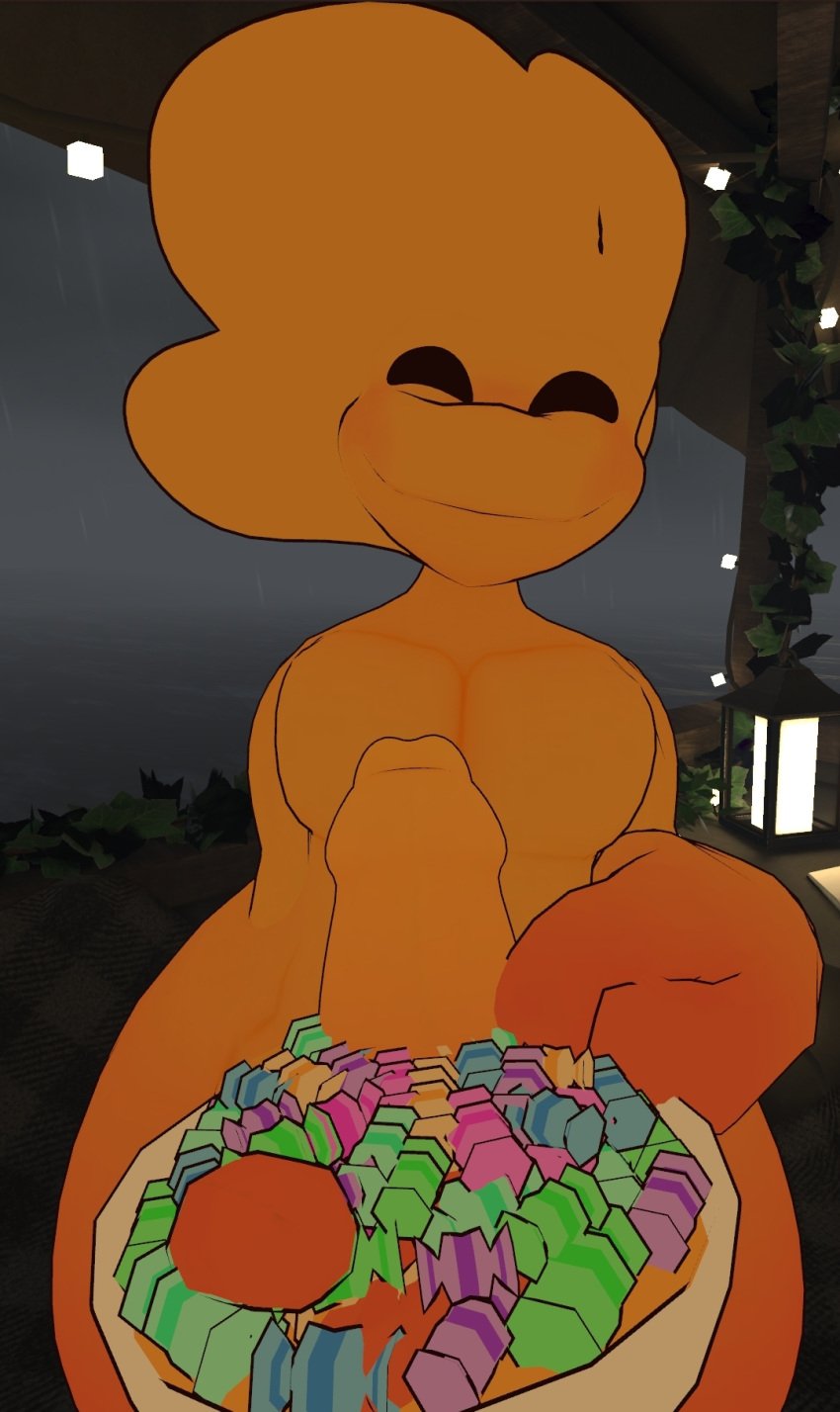 candy_bowl cock_in_hand cock_out looking_at_viewer naked_male ready_to_fuck scp-999 vrchat vrchat_avatar