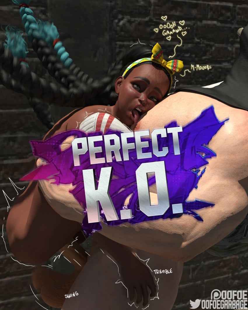 1boy 1girls 3d athletic athletic_female busty capcom dark-skinned_female dark_skin female hourglass_figure interracial kimberly_jackson male oofoe sex straight_bara street_fighter street_fighter_6 wide_hips