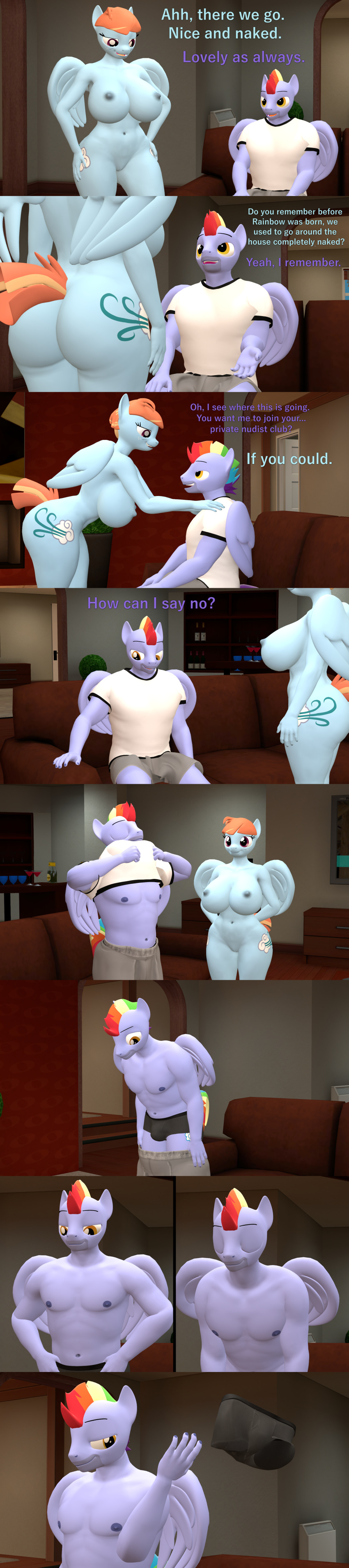 3d_(artwork) absurd_res anthro anthrofied ass big_breasts big_butt biped blue_body bow_hothoof_(mlp) breasts bulge clothing dialogue digital_media_(artwork) duo equid equine female friendship_is_magic genitals hair hasbro hi_res husband_and_wife long_image male mammal married_couple mature_female mature_male multicolored_hair muscular muscular_male my_little_pony mythological_creature mythological_equine mythology nipples nude orange_hair papadragon69 pegasus pussy rainbow_hair tall_image text thick_thighs undressing windy_whistles_(mlp) wings