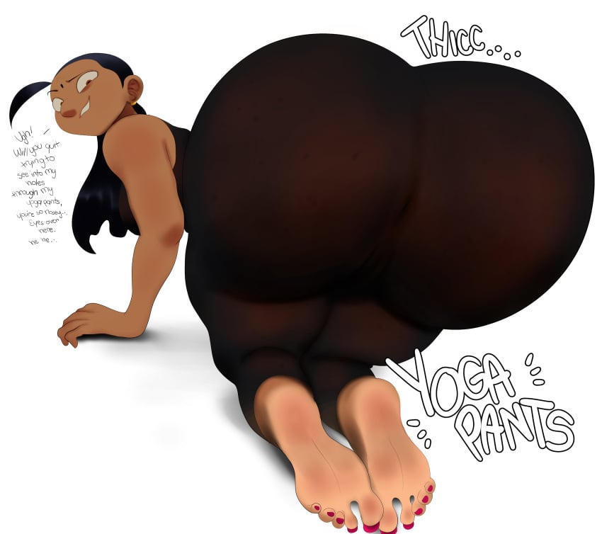 1girls 2025 anus anus_outline anus_visible_through_clothes ass ass_focus aware barrybbeesly big_ass bindi black_hair dark-skinned_female dark_hair dark_skin dialogue english_text fat_ass feet feet_together female grin grinning grinning_at_viewer hands_and_knees indian indian_female looking_at_viewer looking_back looking_back_at_viewer nail_polish nails nails_painted on_all_fours on_hands_and_knees on_knees painted_nails painted_toenails sabahda simple_background soles talking_to_viewer thick_ass thick_thighs thighs tied_hair toenail_polish toenails white_background yoga_pants