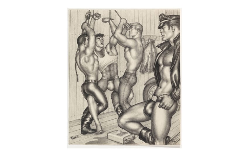 1960s 1963 20th_century 4boys 60s ass bound_wrists boy_rape bulge forced gay grayscale greyscale leather leather_jacket male male_only monochrome multiple_boys muscle muscular_male nipples part_of_a_set restrained restraints straight_hair tight_pants tom_of_finland traditional_media yaoi