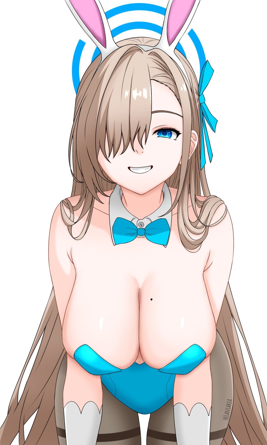 1girls asuna_(blue_archive) big_breasts blonde_eyebrows blonde_female blonde_hair blonde_hair blonde_hair_female blue_archive blue_bowtie blue_bunnysuit blue_eyes blue_eyes_female blue_hair_ribbon blue_hair_tie blue_halo blue_leotard blue_ribbon blue_topwear bowtie breasts bunny_ears bunnygirl bunnygirl_outfit bunnysuit busty busty_female busty_girl busty_teen cleavage collar collarbone female female_focus female_only groin hair_over_one_eye hair_ribbon hair_tie hairband halo hanging_breasts high_resolution high_school_student highres large_breasts lean_figure legwear leotard long_hair looking_at_viewer mole mole_on_breast narrow_waist pantyhose parted_bangs pixiv_id_94796095 plump_breasts ribbon school_girl shoulders simple_background slender_body slender_waist slim_waist smile smiley_face smiling smiling_at_viewer solo standing stockings teen_girl teenage_girl teenage_tits teenager thick_thighs thigh_gap thighs topwear upper_body white_background white_bunny_ears white_collar white_hairband young_female young_woman
