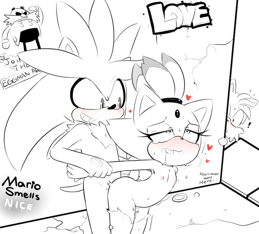 ! <3_eyes ambiguous_penetration anthro blaze_the_cat blush breasts canine clothing dr._eggman duo eggmanempire eulipotyphlan feline female female_penetrated fox graffiti hearlesssoul heart hedgehog legwear male male_penetrating mammal nickelodeon penetration public ring saliva silver_the_hedgehog small_breasts sonic_(series) stockings straight tails torn_clothing