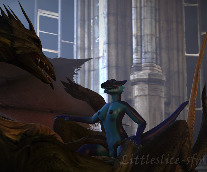 3d anthro anthro_on_feral cum cum_in_pussy cum_inside dragon female feral kobold littleslice-sfm male penis pussy source_filmmaker vaginal_penetration zoophilia