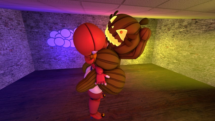 3d animatronic baby_(fnafsl) big_breasts breasts circus_baby circus_baby_(fnaf) duo female female/female five_nights_at_freddy's flora_fauna hi_res humanoid jack-o'-lantern jack_o_pumpkin_(fnaf) machine nipples plant robot sexbot_circus_baby sister_location unknown_artist video_games