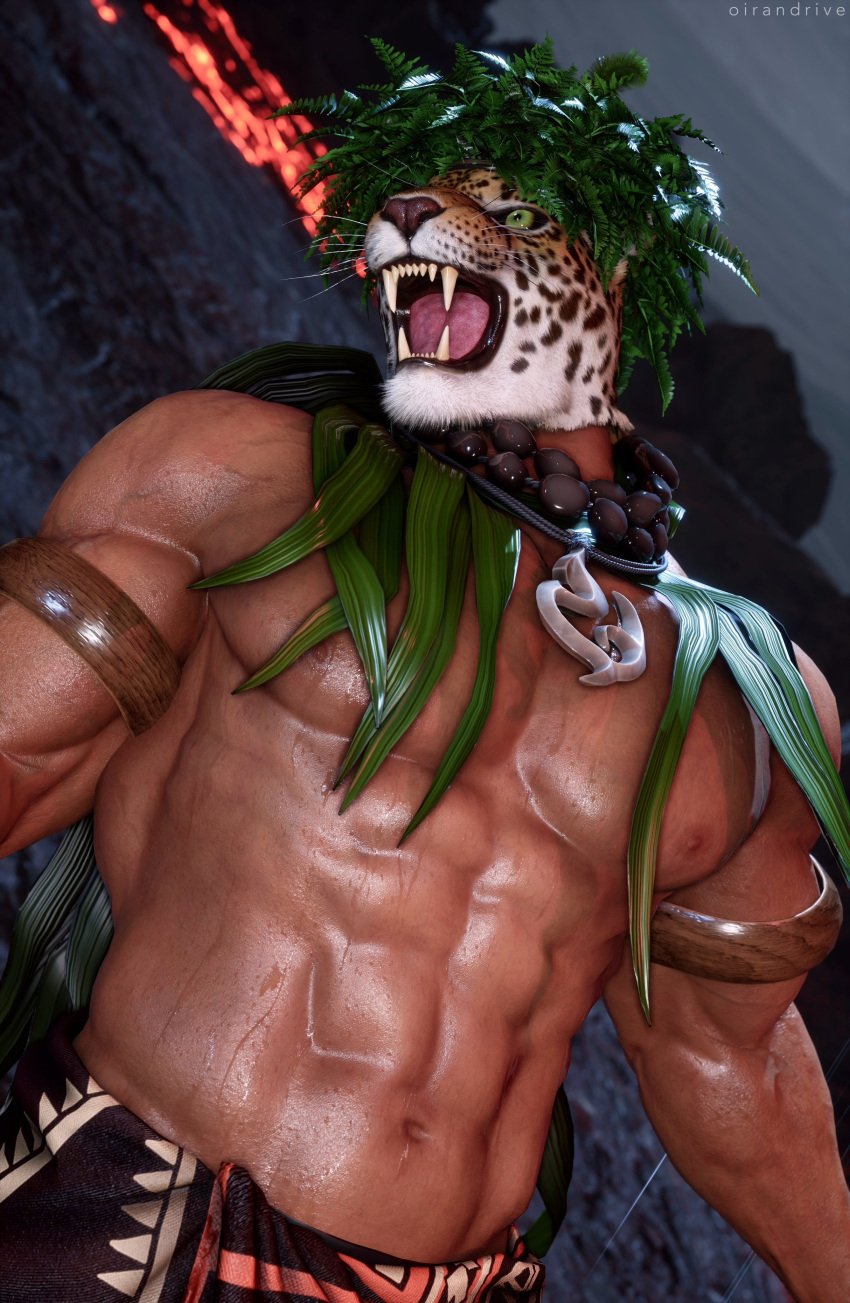 bandai_namco bara bara_tiddies bara_tits jaguar_mask king_(tekken) male male_only oirandrive sweaty sweaty_body tekken tekken_8 wrestler