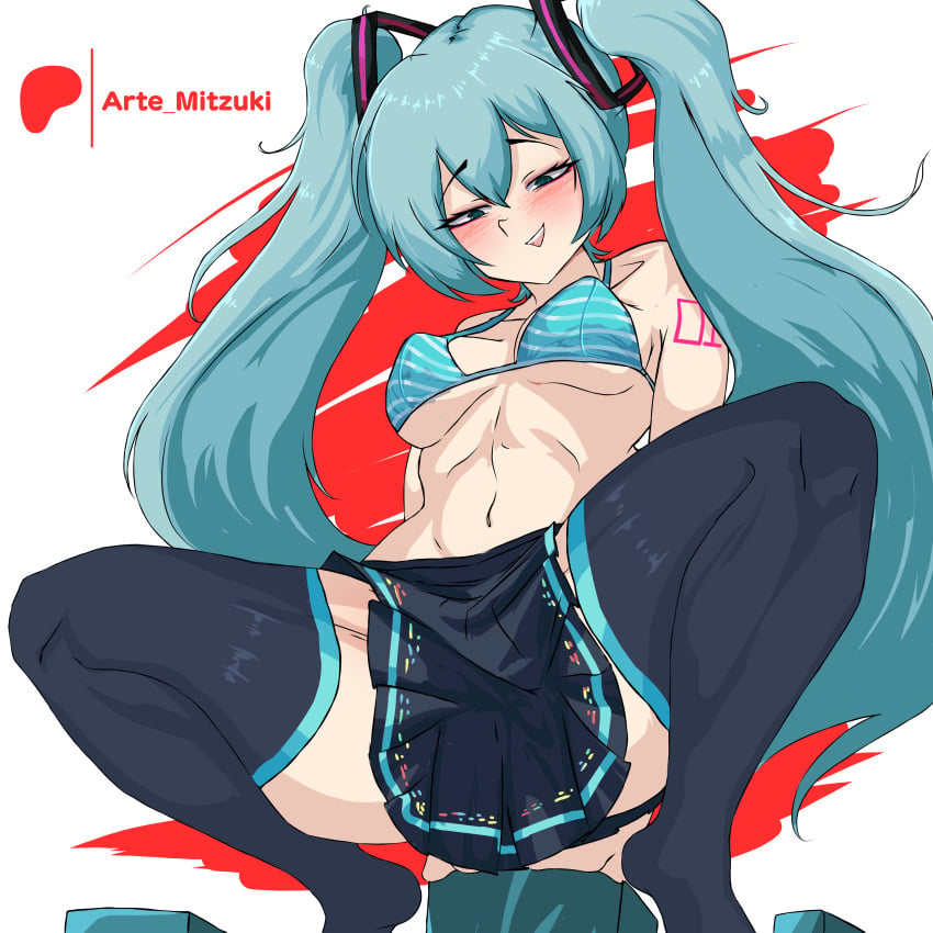 1girls bikini breasts female female_only female_solo hatsune_miku long_hair skirt skirt_only solo solo_female solo_only tagme thighhighs twintails vocaloid zeddarts