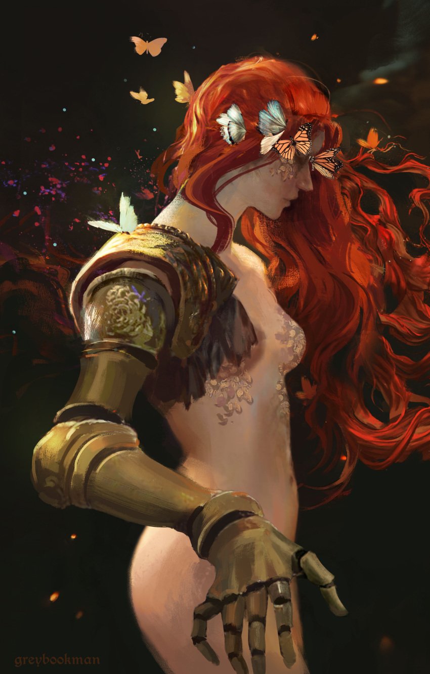 1girls elden_ring female female_only fromsoftware greybookman malenia_blade_of_miquella milf nude nude_female red_hair solo tasteful_nudity