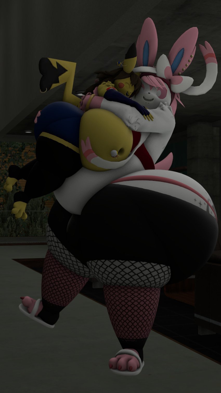 big_ass bubble_butt eeveelution female furry huge_ass kingofthekabuto pikachu pokemon pokemon_(species) queenofthekabuto sylveon tagme thick_thighs wide_hips