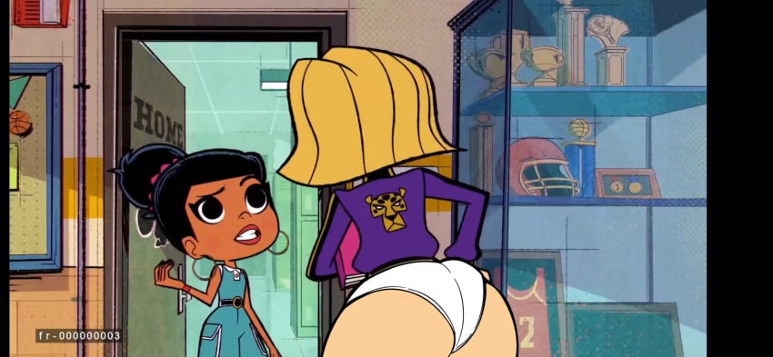 ass ass ass_focus casey_calderon coach_greer disney disney_channel edit edited hand_on_hip huge_ass marvel marvel_comics milf moon_girl_and_devil_dinosaur pantsless pawg screencap_edit screenshot_edit soccer_mom white_panties