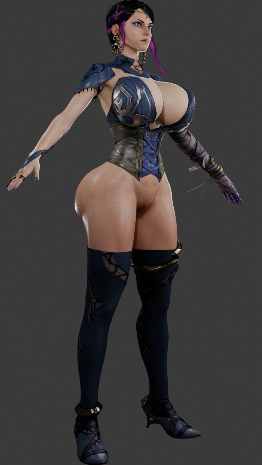 asserting_dominance big_ass big_breasts female_only model t-pose tekken tekken_8 zafina_(tekken)