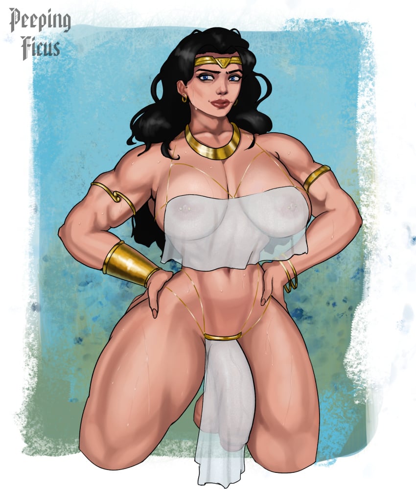 1futa abs amazon amazonian big_balls big_breasts big_penis black_hair blue_eyes dc dc_comics diana_prince futanari gold_jewelry huge_cock jewelry long_hair mostly_nude muscular_arms muscular_futanari muscular_thighs nipple_piercing nipples_visible_through_clothing partially_retracted_foreskin peepingficus see-through_clothing solo_futa uncut veiny_penis wonder_woman wonder_woman_(series)