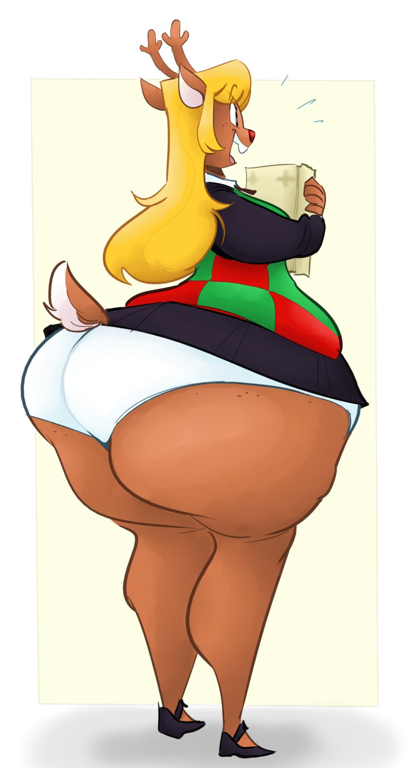 1girls 2d anthro anthro_female anthro_only antlers big_butt deer deltarune female female_only furry furry_female furry_only huge_ass humanoid humanoid_female humanoid_only mammal mammal_humanoid noelle_holiday ridiculouscake solo undertale_(series) white_panties