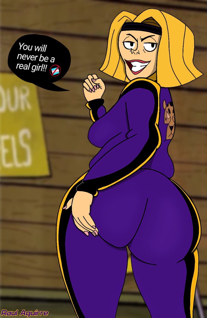 1girls ass ass_focus blonde_hair coach_greer disney disney_channel homophobia lipstick marvel marvel_comics milf moon_girl_and_devil_dinosaur mother pig_nose raul_aguirre soccer_mom sportswear tagme track_suit