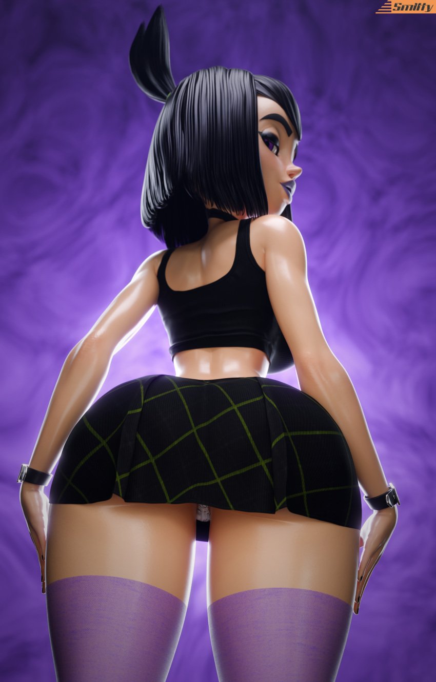 3d 3d_(artwork) blender_(software) danny_phantom goth_girl low-angle_view sam_manson smitty34 tagme thick_thighs upskirt voluptuous voluptuous_female wide_hips