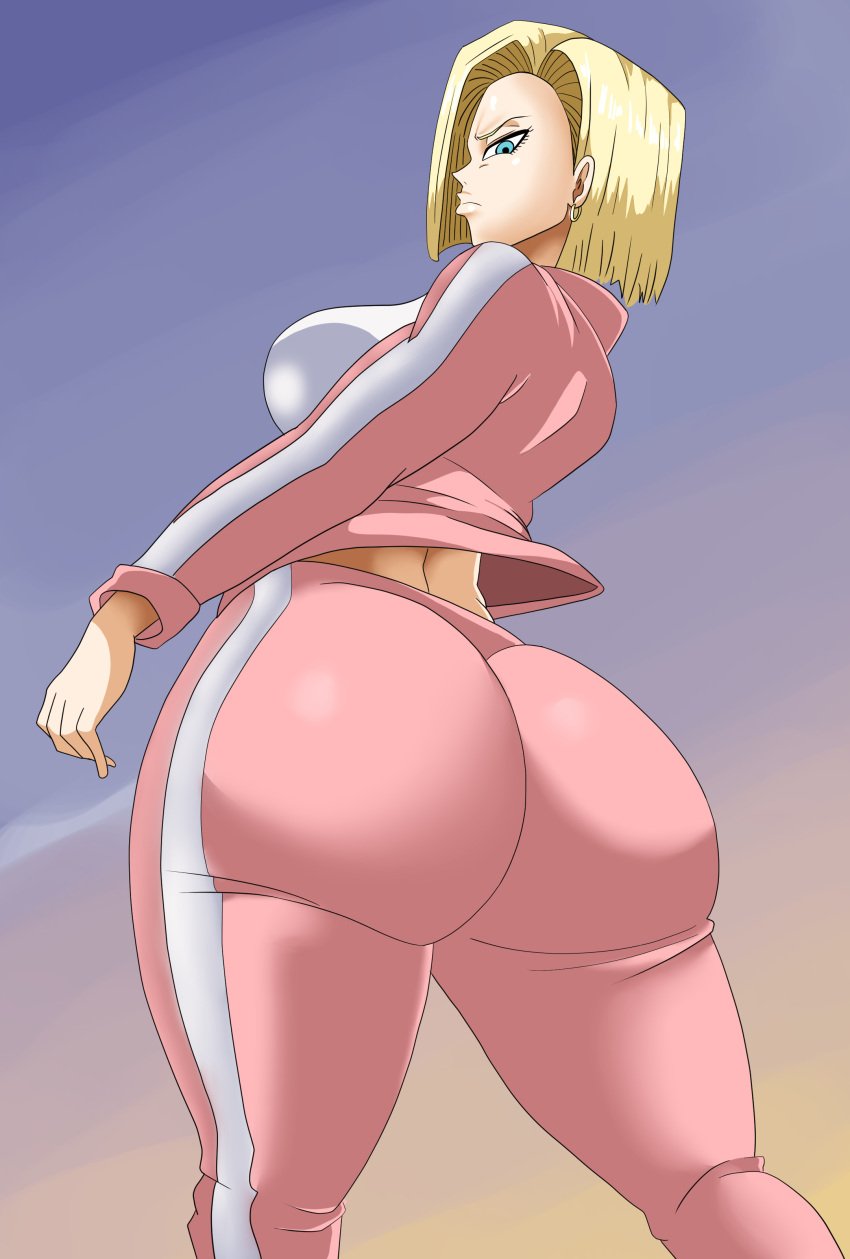 1girls android_18 blonde blonde_female blonde_hair blonde_hair_female blue_eyes blue_eyes_female cameltoe cleavage curvy dragon_ball erect_nipples female huge_areolae huge_ass huge_breasts lear_peack puffy_nipples short_hair short_hair_female thick_lips voluptuous wide_hips yellow_hair