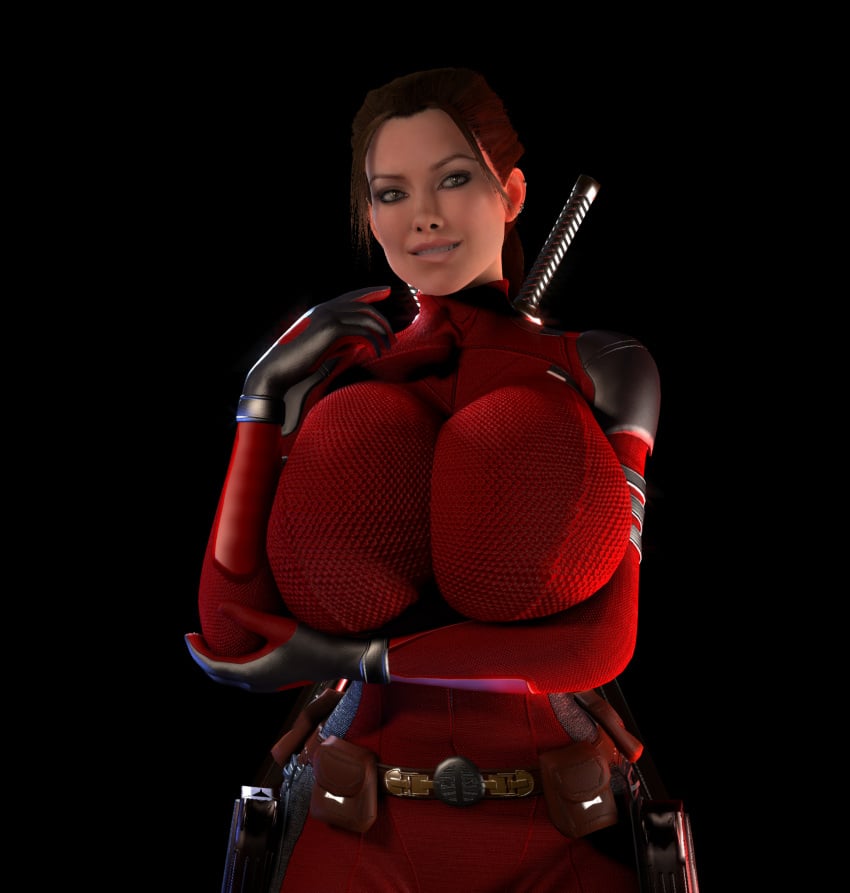 1girls 3d 3d_(artwork) alternate_breast_size big_breasts breasts breasts_bigger_than_head cleavage clothed clothed_female cosplay crossover female female_only female_solo gloves hair_up house_(series) huge_breasts human human_female human_only human_solo lady_deadpool large_breasts marvel marvel_cinematic_universe marvel_comics olivia_wilde remy_hadley sheath sheathed_sword sheathed_weapon skin_tight solo solo_female sword sword_on_back thirteen_(house) top_heavy upper_body vaako weapon