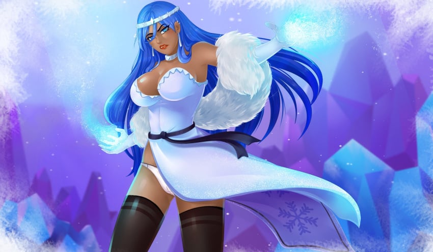 blue_eyes blue_hair dark_skin eira_(fap_ceo) fap_ceo nutaku stockings