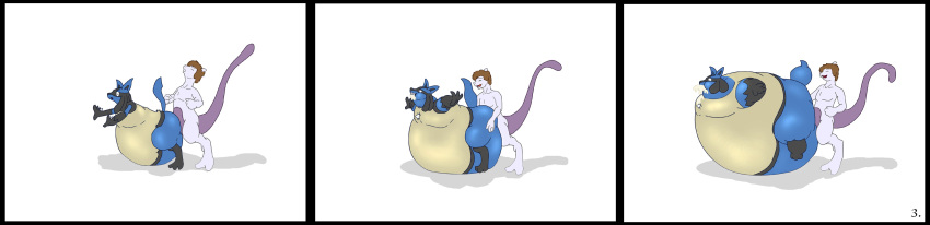 color cum_inflation fur interspecies lucario male male_only mewtwo multiple_males nintendo pokemon pokemon_(species) sex side_view tagme what yaoi