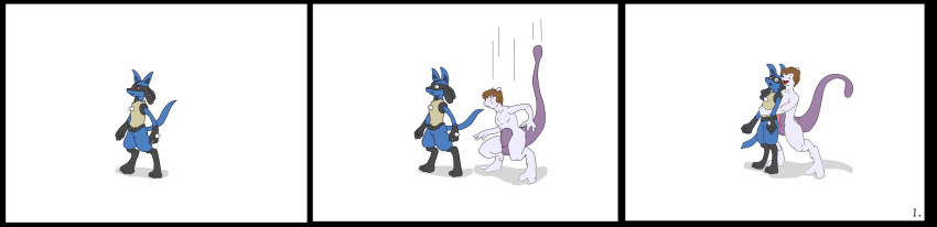 color fur interspecies lucario male male_only mewtwo multiple_males nintendo pokemon pokemon_(species) side_view tagme yaoi