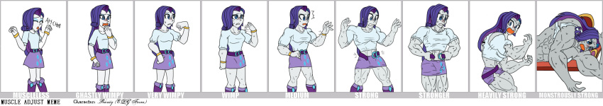 cute depraveddefense friendship_is_magic muscular muscular_female my_little_pony rarity_(mlp) straight_hair transformation