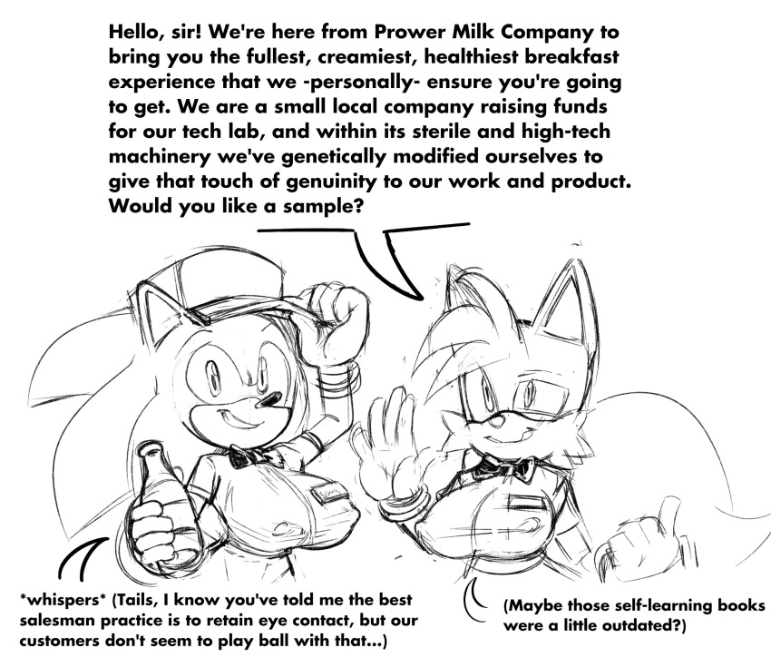 2girls bimbo bowtie breasts busty clothing cuisine female miles_prower milkman missphase nipples rule_63 sega sonic_(series) sonic_the_hedgehog sonic_the_hedgehog_(series) tails uniform voluptuous