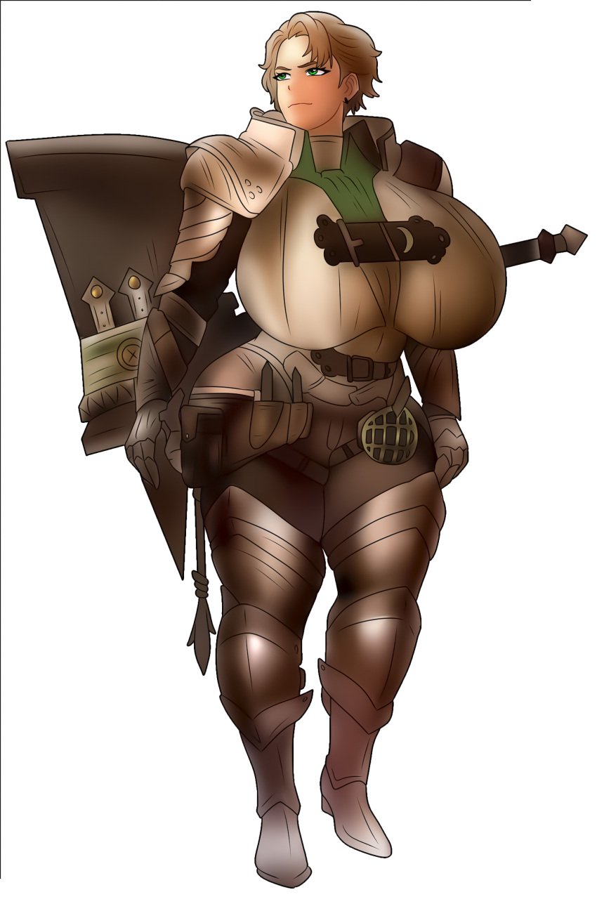 1girls armor armored_boots armored_female armored_gloves big_ass big_breasts big_thighs blonde_hair chestplate chorquistudios clothed clothed_female female green_eyes hammer huge_breasts milf mommy monster_hunter monster_hunter_wilds olivia_(monster_hunter_wilds) serious serious_face serious_look warrior