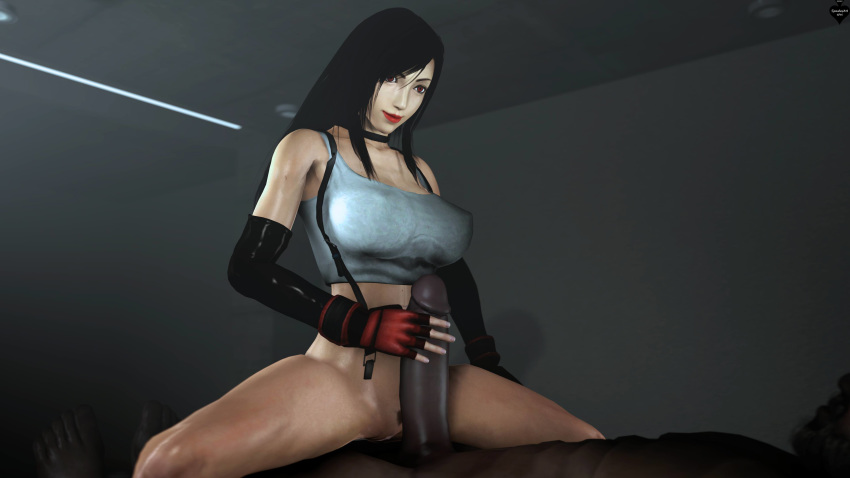 3d barret_wallace big_breasts big_muscles big_penis dark-skinned_male dark_skin female final_fantasy final_fantasy_vii huge_breasts huge_cock interracial male naked riding sex spades34sfm straight tagme tifa_lockhart