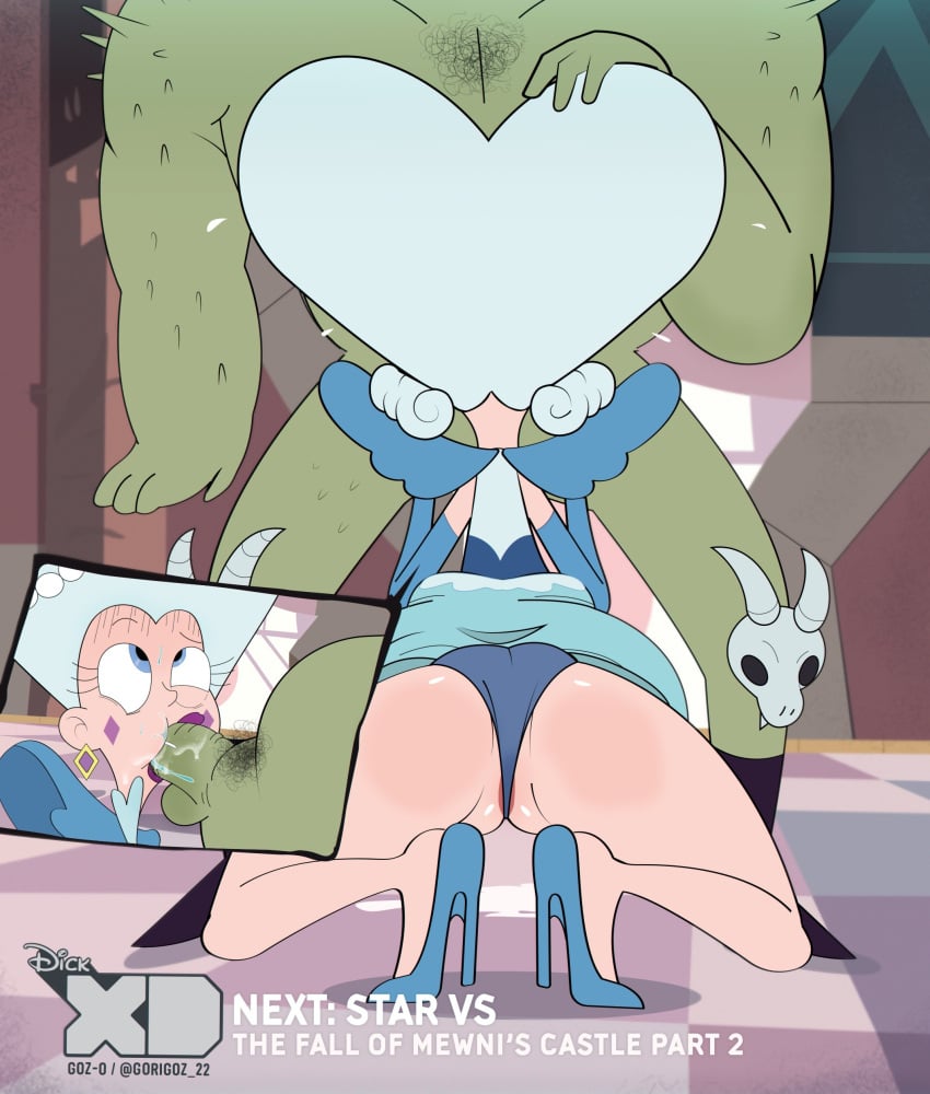 1boy 1girls ahe_gao blowjob blue_eyes blue_hair disney disney_channel exposed_panties fellatio gosgoz heart high_heels light-skinned_female light_skin mature mature_female milf monster moon_butterfly mother partial_male star_vs_the_forces_of_evil