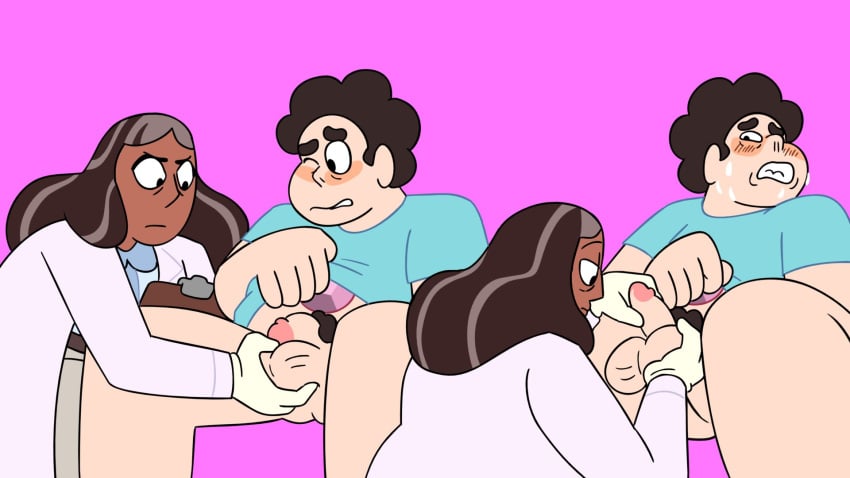 1boy1girl doctor embarrassed gloves holding_balls hospital_gown jones_boi jonesbo50034805 labcoat latex_gloves medical_examination medical_gloves nurse priyanka_maheswaran steven_quartz_universe steven_universe stimulation