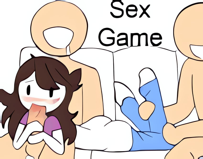 1080p 2boys1girl 2d 2d_(artwork) animated blowjob brown_hair jaiden_animations jeans