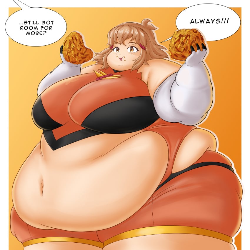 belly belly_button exposed_belly exposed_belly_button exposed_fat_belly fat fat_female fat_girl fat_woman female female_focus female_only light-skinned_female light_skin obese obese_female senki_zesshou_symphogear short_hair solo solo_female solo_focus ssbbw standing steam sweat tachibana_hibiki_(symphogear) weight_gain