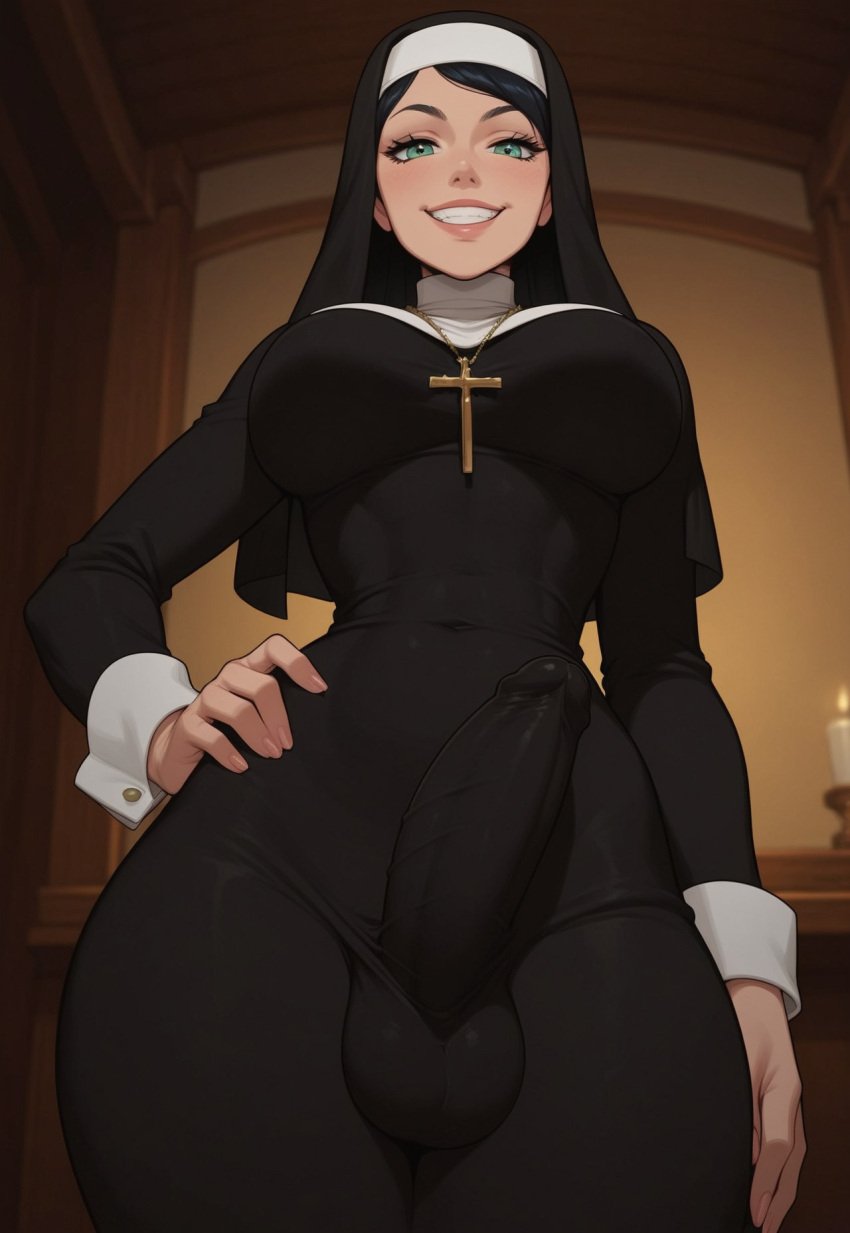 1futa 1futanari ai_generated aqua_eyes ass big_ass big_breasts big_butt big_hips big_penis black_clover black_hair blue_eyes breasts bulge bulge_through_clothing cleavage cross dick dickgirl eyebrows eyelashes from_below futa_only futanari grin grinning grinning_at_viewer hair hand_on_hip hands-free huge_cock indoors lips long_hair looking_at_viewer makeup mature milf narrow_waist narrowed_eyes nose nun nun_clothing nun_outfit penis seducing seductive seductive_eyes seductive_gaze seductive_look seductive_mouth seductive_pose seductive_smile sister sister_lily_aquaria smile smile_at_viewer smiley_face smooth_balls smooth_penis smooth_skin solo solo_dickgirl solo_focus solo_futa solo_futanari taker_pov testicles velonix