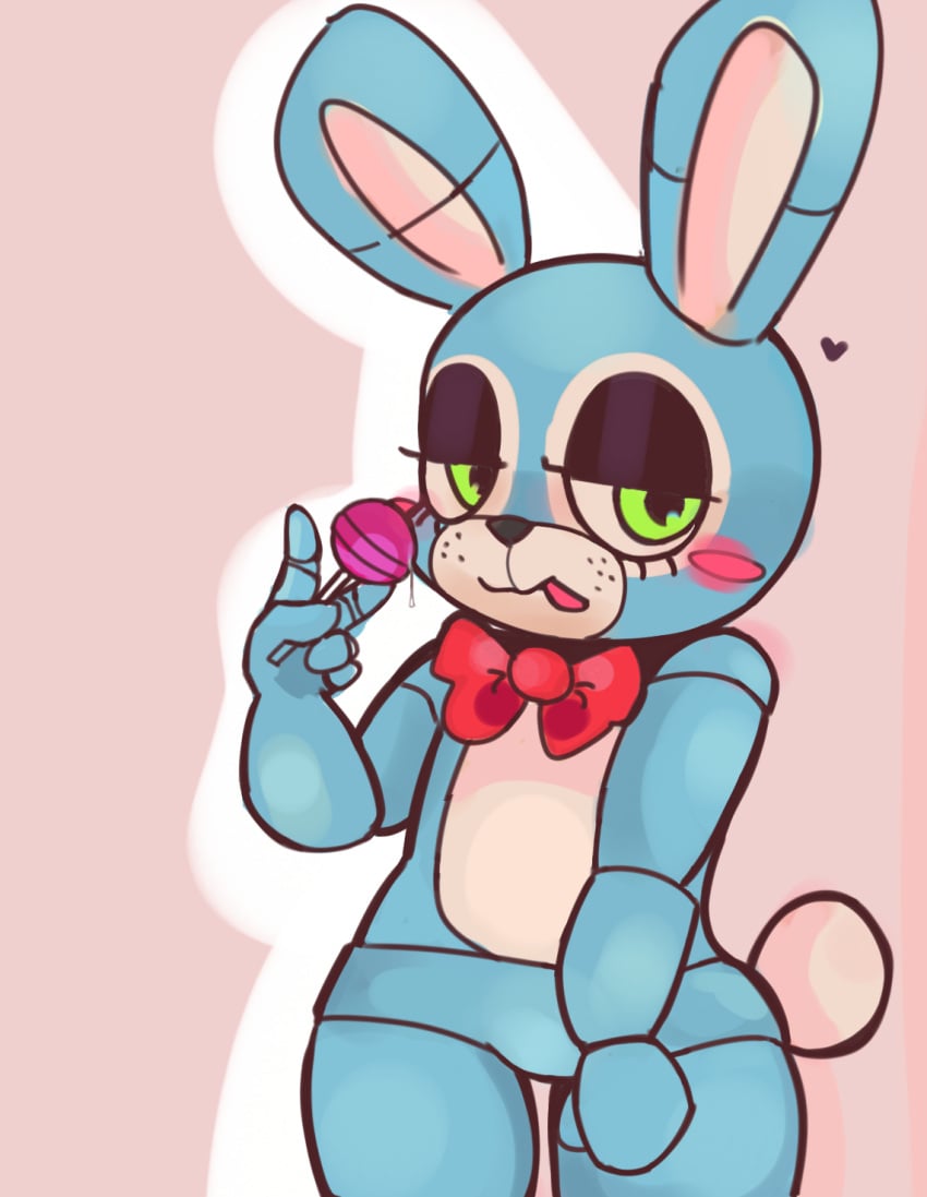 animatronic blushed_face creambleed_(artist) five_nights_at_freddy's five_nights_at_freddy's_2 fnaf looking_at_viewer rabbit smiling solo tongue_out toy_bonnie toy_bonnie_(fnaf)